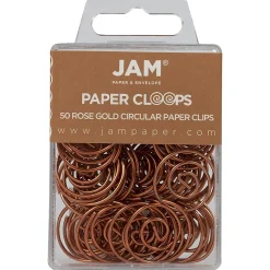 JAM Paper Circular Small Paper Clips, Rose Gold, 2 Packs of 50 (21832061B)