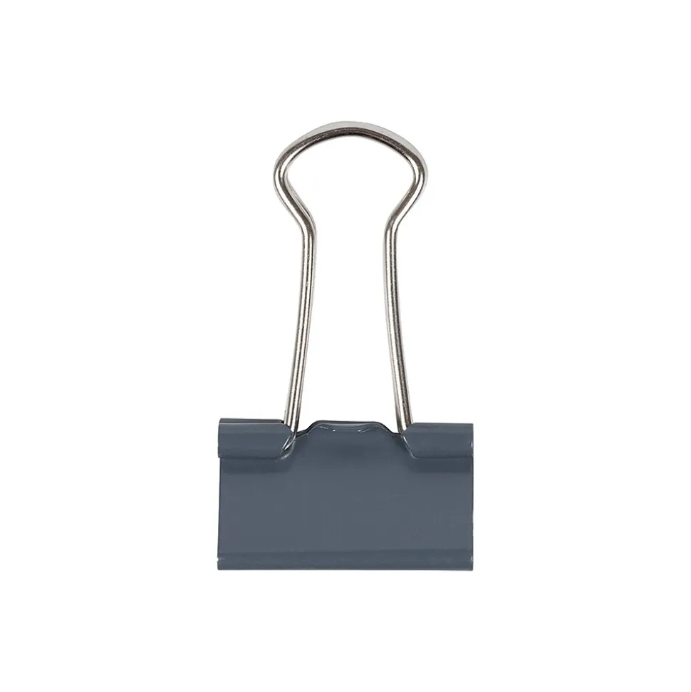 JAM Paper Colored Binder Clips, Small, 3/8" Capacity, Grey, 25/Pack (334BCGY)