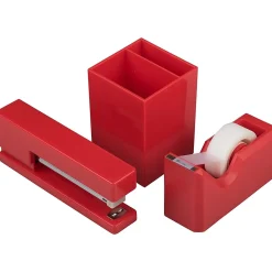 JAM Paper Desk Supplies Kit, Red, 3/Pack (337841RE)
