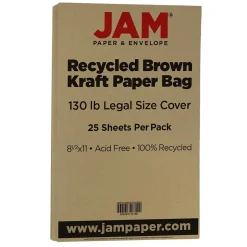 JAM Paper Extra Heavyweight Cardstock Paper, 130 lbs., 8.5" x 14", Brown Kraft, 25 Sheets/Pack (78832697)