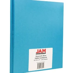 JAM Paper Extra Heavyweight 130 lb. Cardstock Paper, 8.5" x 11", Peacock Blue, 25 Sheets/Pack (296131625)