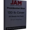 JAM Paper Extra Heavyweight 130 lb. Cardstock Paper, 8.5" x 11", Navy Blue, 25 Sheets/Pack (296131627)