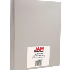 JAM Paper Extra Heavyweight 130 lb. Cardstock Paper, 8.5" x 11", Light Gray, 25 Sheets/Pack (296631632)