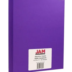 JAM Paper Extra Heavyweight 130 lb. Cardstock Paper, 8.5" x 11", Electric Violet Purple, 25 Sheets/Pack (296331628)