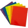 JAM Paper Glossy 3 Hole Punched, 2-Pocket Plastic Folders, Multicolored, Assorted Primary, 12/Pack (385GHPRBYPOBLA)