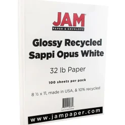 JAM Paper Glossy Presentation Paper, 8.5" x 11", 100 Sheets/Pack (1034701D)