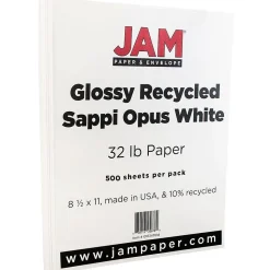 JAM Paper Glossy Presentation Paper, 8.5" x 11", 500 Sheets/Pack (01034701E)
