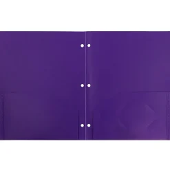 JAM Paper Heavy Duty 3 Hole Punch Two-Pocket Plastic Folders, Purple, 6/Pack (383HHPPUB)