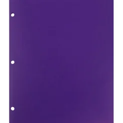 JAM Paper Heavy Duty 3 Hole Punch Two-Pocket Plastic Folders, Purple, 6/Pack (383HHPPUB)