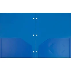 JAM Paper Heavy Duty 3 Hole Punch Two-Pocket Plastic Folders, Blue, 6/Pack (383HPBBUB)
