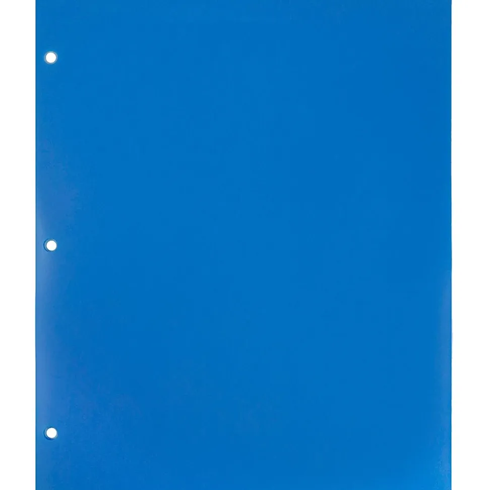 JAM Paper Heavy Duty 3 Hole Punch Two-Pocket Plastic Folders, Blue, 6/Pack (383HPBBUB)