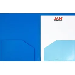 JAM Paper Heavy Duty 4-Pocket Plastic Folder Organizer, Blue, 72/Pack (389MP4bua)