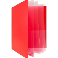 JAM Paper Heavy Duty 10-Pocket Plastic Folder Organizer, Red, 2/Pack (389MP10REJ)