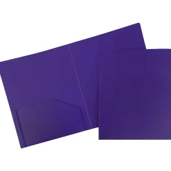 JAM Paper Heavy Duty Two-Pocket Plastic Folders, Purple, 108/Pack (0946179B)