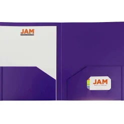 JAM Paper Heavy Duty Two-Pocket Plastic Folders, Purple, 108/Pack (0946179B)