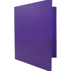 JAM Paper Heavy Duty Two-Pocket Plastic Folders, Purple, 108/Pack (0946179B)