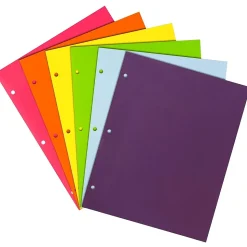 JAM Paper Laminated 3 Hole Punched, 2-Pocket Glossy Folders, Multicolored, Assorted Fashion Colors, 6/Pack (385GHPFASSRT)