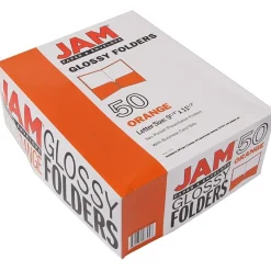JAM Paper Laminated 2-Pocket Glossy Presentation Folders, Orange, 25/Pack (385GORD)