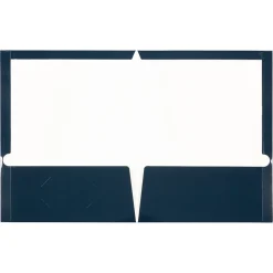 JAM Paper Laminated Two Glossy 2 Pocket Cardstock Presentation Folder, Navy Blue, 50/Box (5042523C)