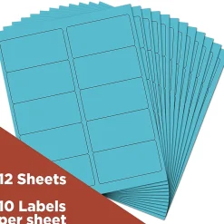 JAM Paper Laser/Inkjet Shipping Address Labels, 2" x 4", Blue, 10 Labels/Sheet, 12 Sheets/Pack (302725768)