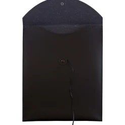 JAM Paper® Leather Portfolio Open End Envelope with Button and String, 9.5 x 12.5, Black, Sold Individually (CF65LBL)
