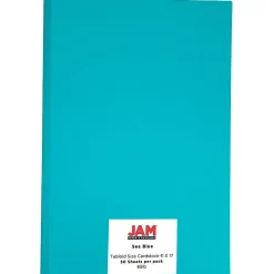 JAM Paper Ledger 65 lb. Cardstock Paper, 11" x 17", Sea Blue, 50 Sheets/Pack (16728482)
