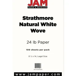 JAM Paper® Legal Strathmore 24lb Paper, 8.5 x 14, Natural White Wove, 100 Sheets/Pack (2203719139)