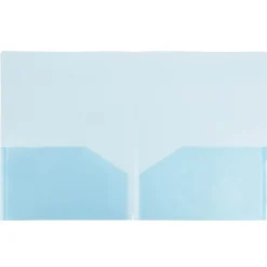 JAM Paper Light Weight Two-Pocket Plastic Presentation Folders, Blue, 6/Pack (381BLUED)