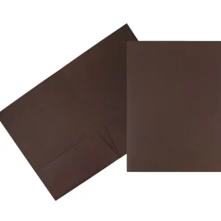JAM Paper Linen 2-Pocket Presentation Folder, Chocolate Brown, 100/Carton (386LBRB)