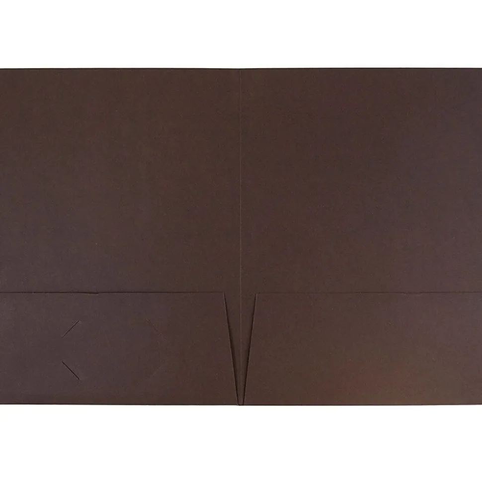 JAM Paper Linen 2-Pocket Presentation Folder, Chocolate Brown, 100/Carton (386LBRB)