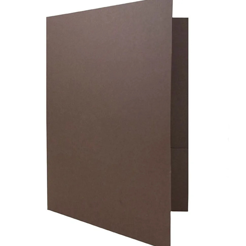 JAM Paper Linen 2-Pocket Presentation Folder, Chocolate Brown, 100/Carton (386LBRB)