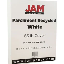 JAM Paper Parchment 65 lb. Cardstock Paper, 8.5" x 11", White, 250 Sheets/Ream (171114B)