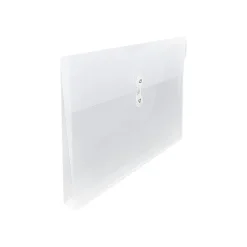 JAM Paper Plastic Envelopes with Button and String Tie Closure, Legal Size, Clear, 12/Pack (219B1CL)
