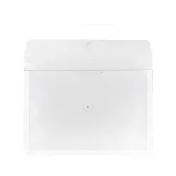 JAM Paper Plastic Envelopes with Button and String Tie Closure, Legal Size, Clear, 12/Pack (219B1CL)