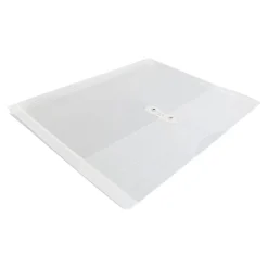 JAM Paper® Plastic Envelopes with Button and String Tie Closure, Letter Size, Clear, 12/Pack (218B1CL)