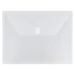 JAM Paper® Plastic Envelopes with Hook & Loop Closure, Letter Size, Clear, 12/Pack (218V0CL)