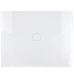 JAM Paper Plastic Portfolio Case with Circular Tuck Flap Closure, Clear Frost, 24/Carton (3788B)