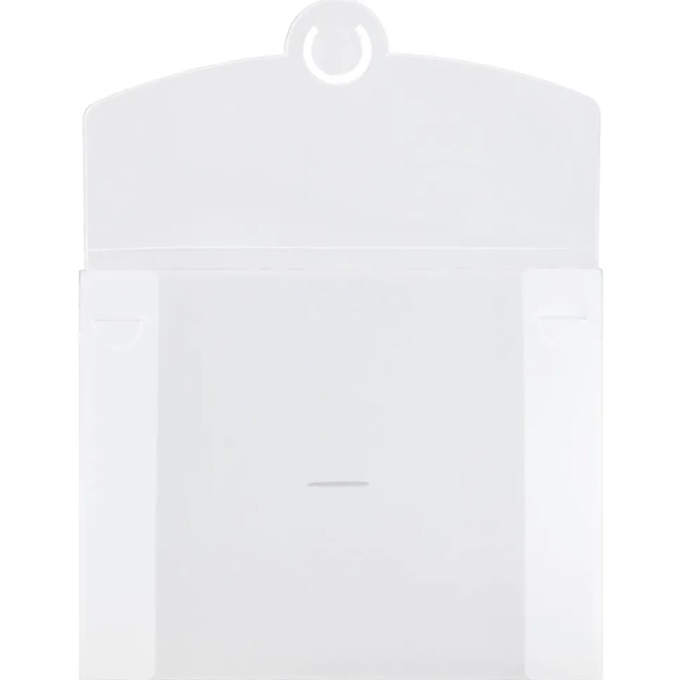 JAM Paper Plastic Portfolio Case with Circular Tuck Flap Closure, Clear Frost, 24/Carton (3788B)