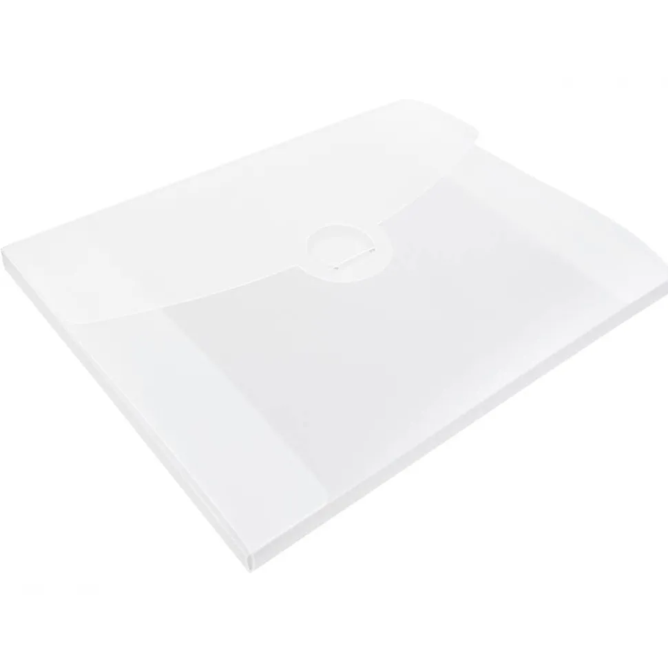 JAM Paper Plastic Portfolio Case with Circular Tuck Flap Closure, Clear Frost, 24/Carton (3788B)