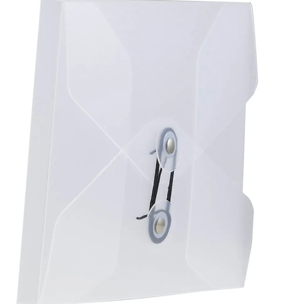 JAM Paper Plastic Portfolio Case with Drawstring Closure, Clear Frost (354609)