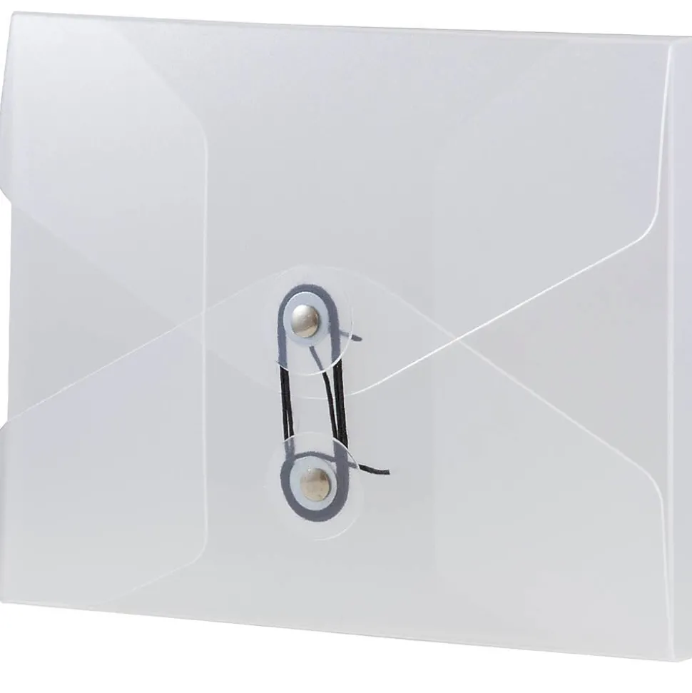 JAM Paper Plastic Portfolio Case with Drawstring Closure, Clear Frost (354609)