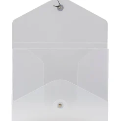 JAM Paper Plastic Portfolio Case with Drawstring Closure, Clear Frost (354609)