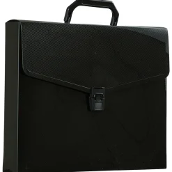 JAM Paper Plastic Portfolio Briefcase with Handles, 12" x 9 1/2" x 1 1/2", Black (334120746)