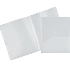 JAM Paper 6-Pocket Heavy Duty Plastic Folders, Clear, 2/Pack (389MP6cl)