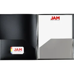 JAM Paper 6-Pocket Heavy Duty Plastic Folders, Black, 2/Pack (389MP6bl)