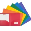 JAM Paper 2-Pocket Plastic Folders, Multicolored, Assorted Primary, 12/Pack (383HRGBYOPA)