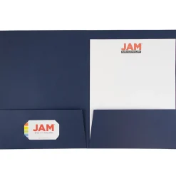 JAM Paper 2-Pocket Textured Linen Business Folders, Navy Blue, 50/Box (386LNAC)