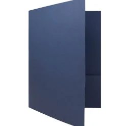 JAM Paper 2-Pocket Textured Linen Business Folders, Navy Blue, 50/Box (386LNAC)