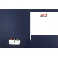 JAM Paper 2-Pocket Textured Linen Business Folders, Navy Blue, 50/Box (386LNAC)