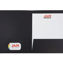 JAM Paper 2-Pocket Textured Linen Business Folders, Black, 25/Pack (386LBLA)